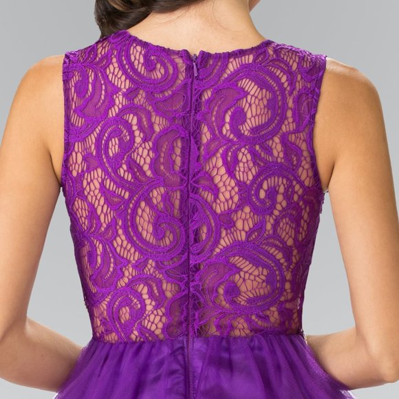 NEW SHORT SLEEVELESS BABY DOLL EMBROIDERED LACE DRESS WITH ZIPPER BACK GL GS1427 - Picture 9 of 10